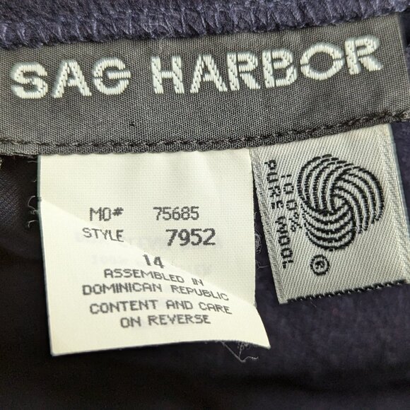 Vintage Sag Harbor Navy Blue Lined Wool Pencil Skirt Size 14 - Picture 6 of 12